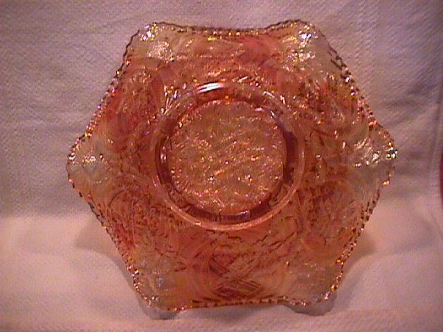 Millersburg Carnival Glass (Whirling Leaves) Bowl-Marigold