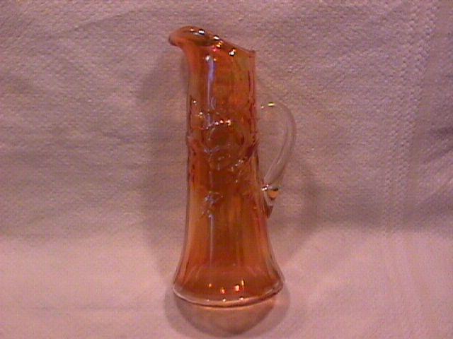 Carnival Glass ( Morning Glory Miniature Pitcher) Marigold
