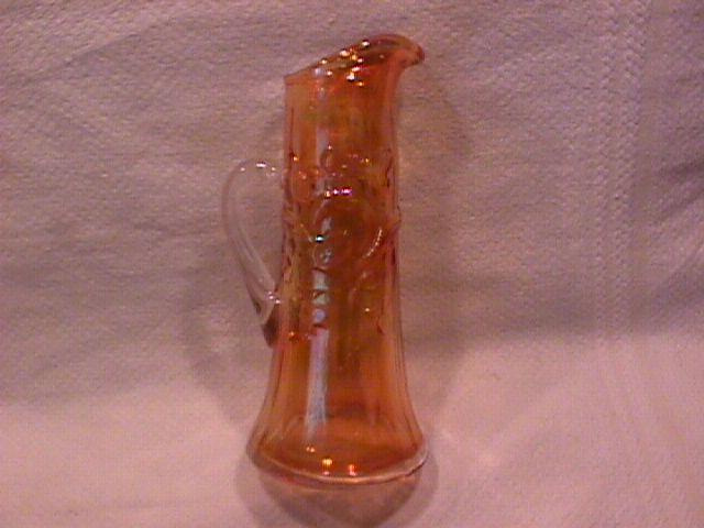 Carnival Glass ( Morning Glory Miniature Pitcher) Marigold