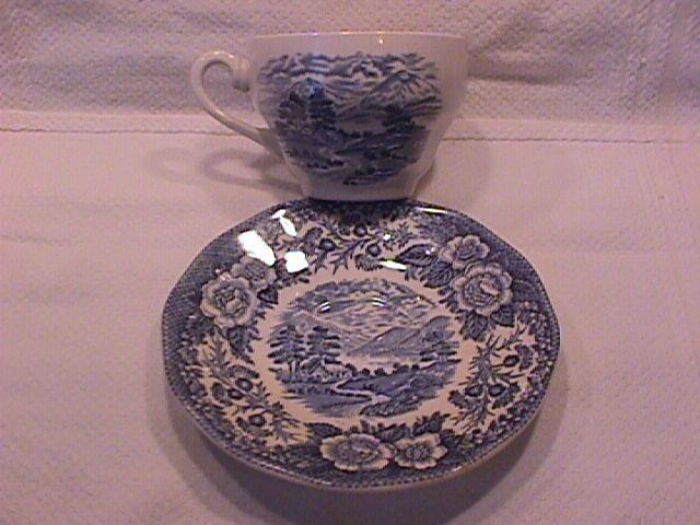 Royal Warwick China (Lochs of Scotland)-Blue Cup & Saucer