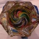 Art Glass Hand-Blown, Italiian, Venetian (Mardi Gras= Colors Vase)