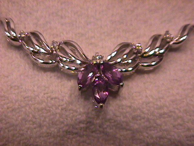 Thailand Set=Elegant Sterling & Amethyst Necklace & Earrings