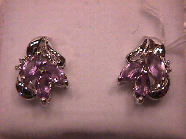 Thailand Set=Elegant Sterling & Amethyst Necklace & Earrings