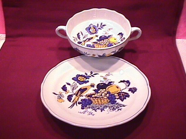 Spode China (Blue Bird)=S-3274 Cream Soup & Saucer