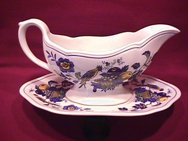 Spode China (Blue Bird)=S-3274 Gravy Boat & Liner