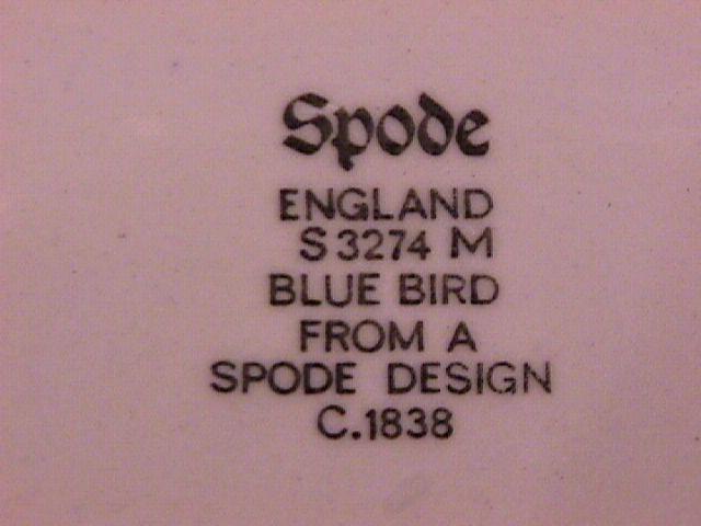 Spode China (Blue Bird)=S-3274 Covered Tureen