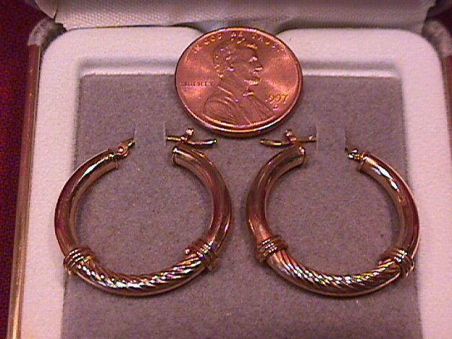 14K Gold Fancy Hoop Earrings