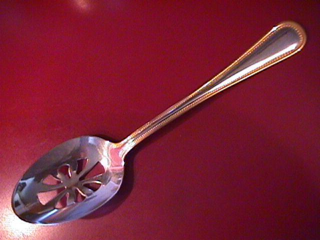 Wallace Stainless (Classic Bead) 18/10-Gold Accented Pierced Serving Spoon