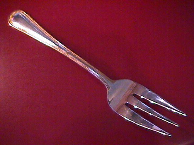 Wallace Stainless (Classic Bead) 18/10-Gold Accented=Cold Meat Fork