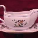 Spode Finestone (Queens Bird) Gravy Boat Fast on Stand