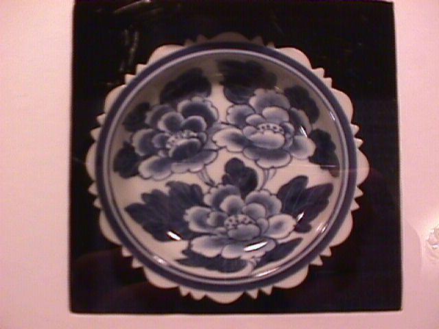 Flow Blue Sauce Bowl Set in a Shadow Box