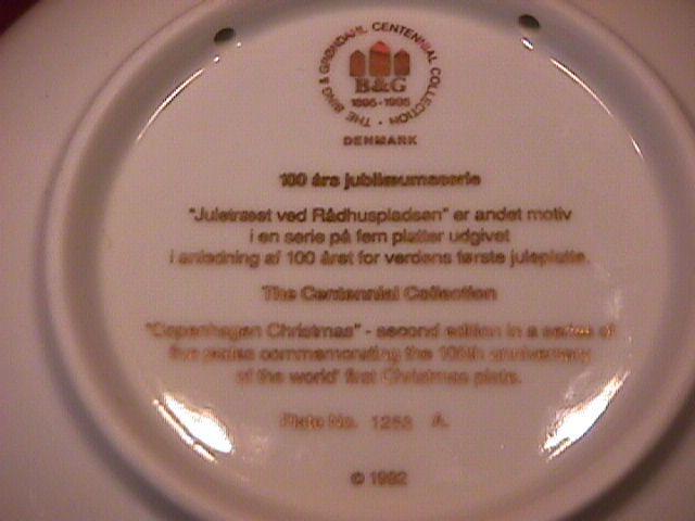 Bing & Grondahl (Christmas Plate)=1992