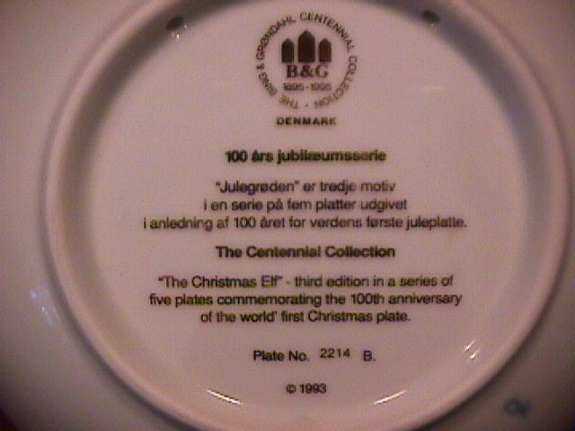Bing & Grondahl (Christmas Plate)=1993