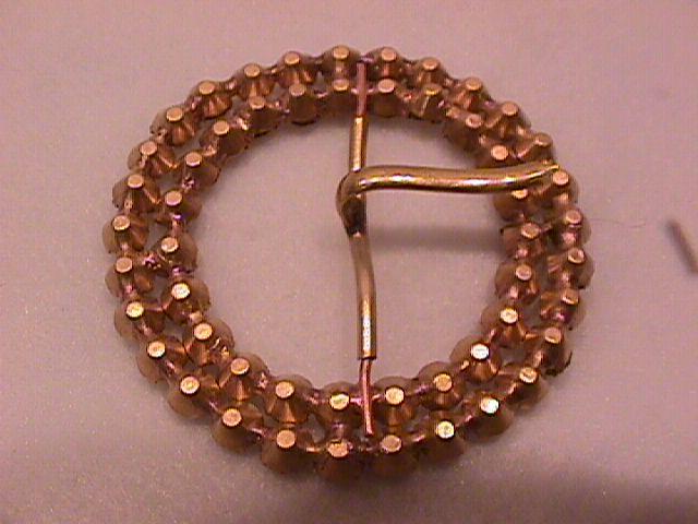 Vintage Beautiful Amber Rhinestone & Brass Belt Buckle