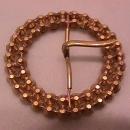 Vintage Beautiful Amber Rhinestone & Brass Belt Buckle