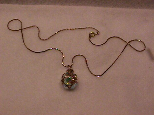 Aurora Borealis Crystal Pendant on a 18