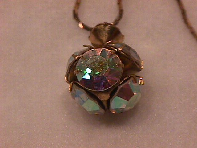 Aurora Borealis Crystal Pendant on a 18