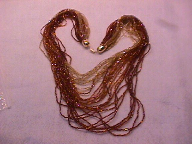 Vintage Golden Lemon to Amber Glass Bead Necklace
