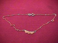 14K Solid Gold (Italy) Hearts Ankle Bracelet