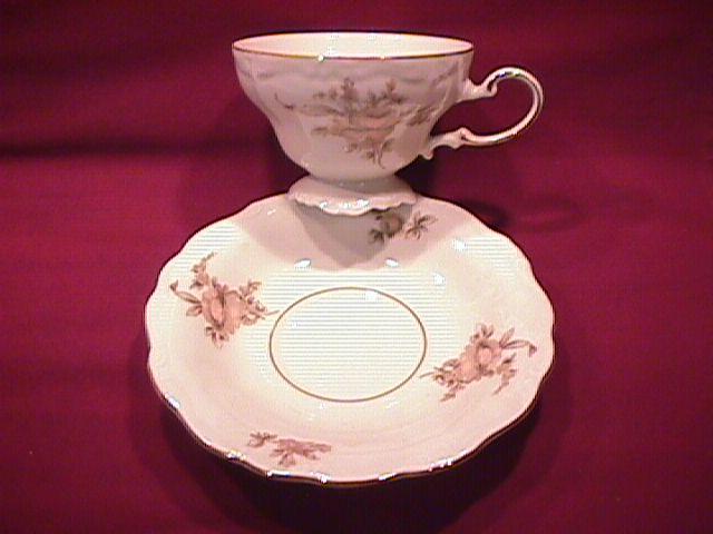 Johann Haviland Fine China (Sepia Rose) Fancy Footed Cup & Saucer