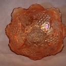 Dugan Carnival Glass (Grape Arbor) Large-4- Footed Bowl=Marigold