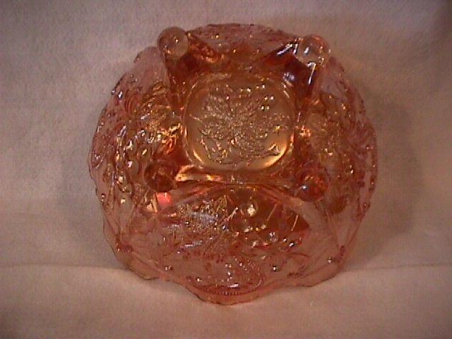 Dugan Carnival Glass (Grape Arbor) Large-4- Footed Bowl=Marigold