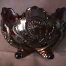 Dugan Carnival Glass (Grape Arbor) Large-4-Footed Bowl=Amethyst
