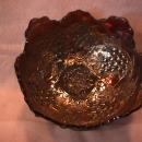 Dugan Carnival Glass (Grape Arbor) Large-4-Footed Bowl=Amethyst
