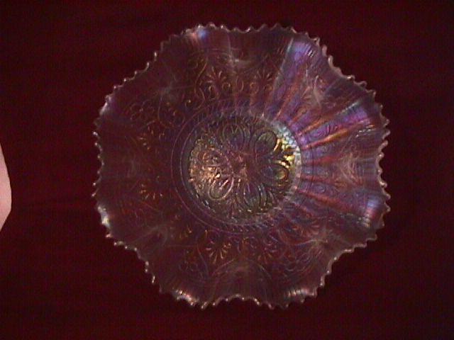 Northwoods Carnival Glass (Hearts & Flowers) Bowl=White