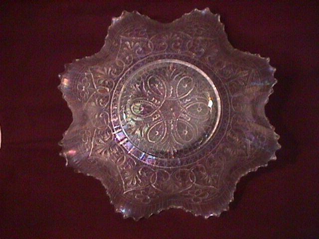 Northwoods Carnival Glass (Hearts & Flowers) Bowl=White