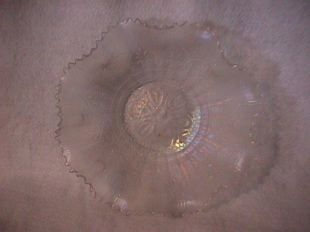 Northwoods Carnival Glass (Hearts & Flowers) Bowl=White