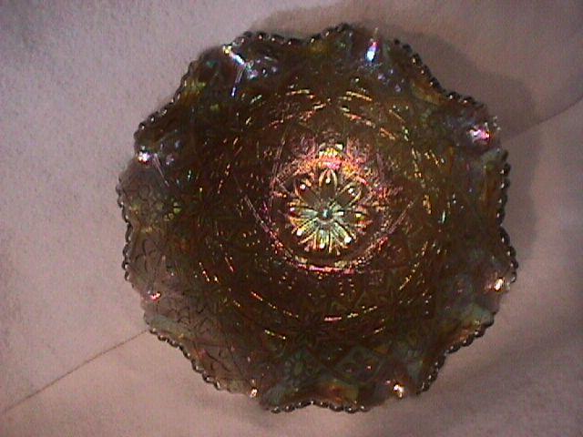 Imperial Carnival Glass (#496 Hattie) Bowl=Smoke