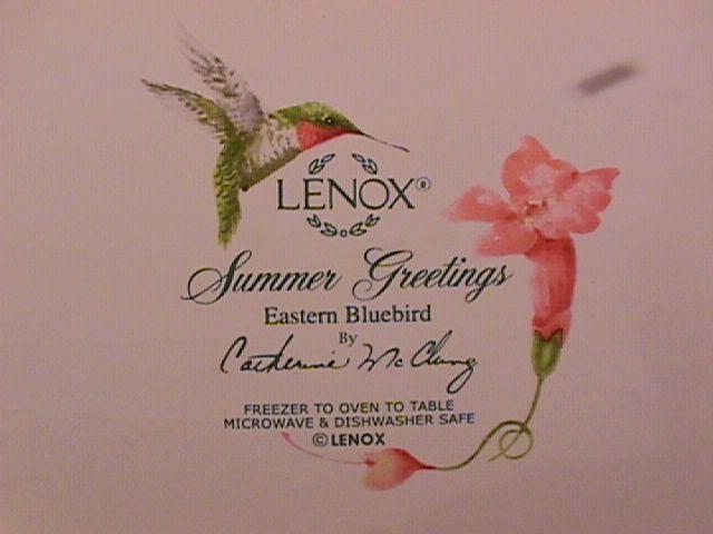 Lenox China (Summer Greetings) Dinner Plate=Eastern Bluebird