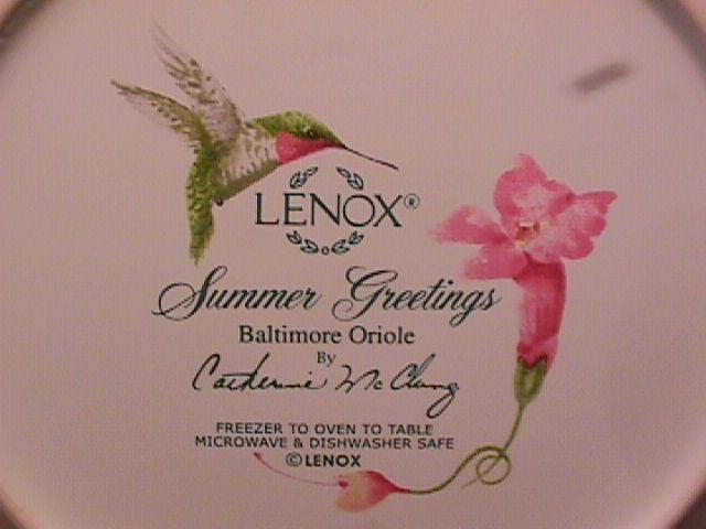 Lenox China (Summer Greetings) Salad Plate=Baltimore Oriole