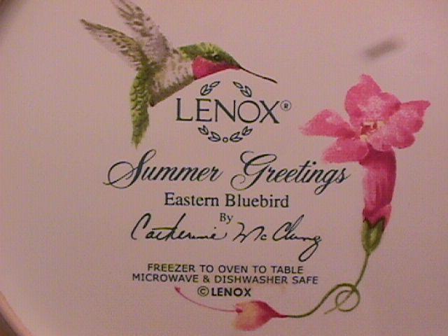 Lenox China (Summer Greetings) Salad Plate=Eastern Bluebird