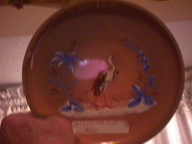 Caramel Glass-Enameled (Stork & Palm Trees) Bon Bon