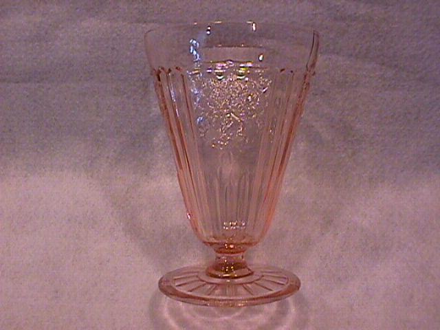 Hocking Glass Co.= Depression (Mayfair AKA Open Rose) Pink Footed Tumbler