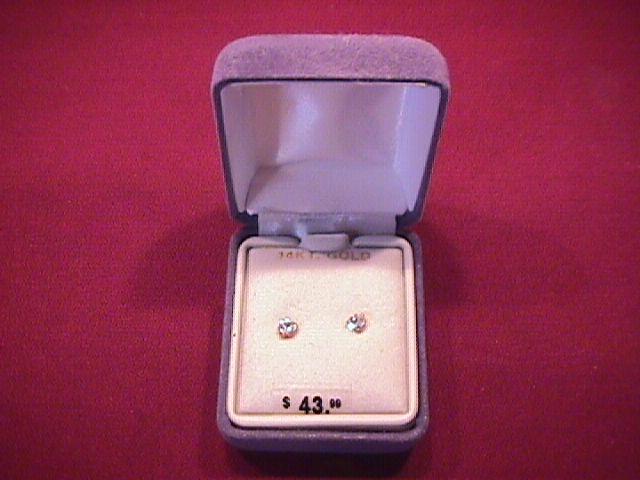 14K Solid Gold and CZ Heart Earrings