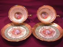 Le Mieux, USA, Fine China 2= Cups & Saucers (As Is)