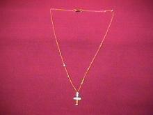 10k Gold Baby Christening Necklace With Cross