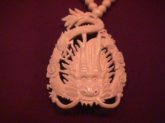 Vintage Ox Bone Hand Carved (Dragon) Necklace