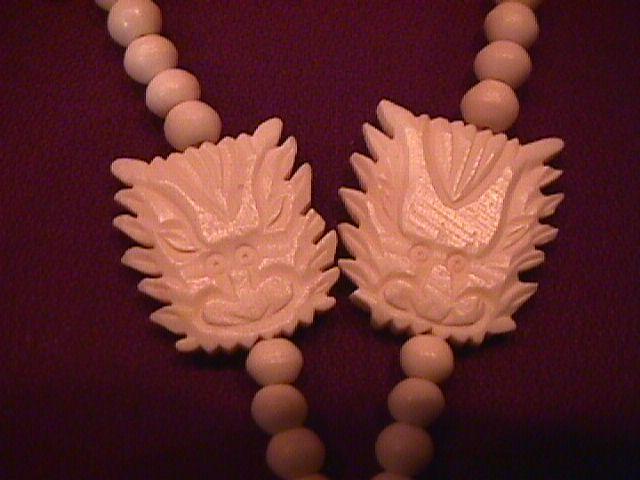 Vintage Ox Bone Hand Carved (Dragon) Necklace