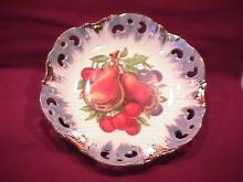 Porcelain, Pierced, Reticulated, (Fruit Decorated) Gold Accented Bonn Bon