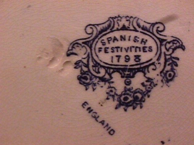 Flow Blue (Spanish Festivities) Dinner Plate