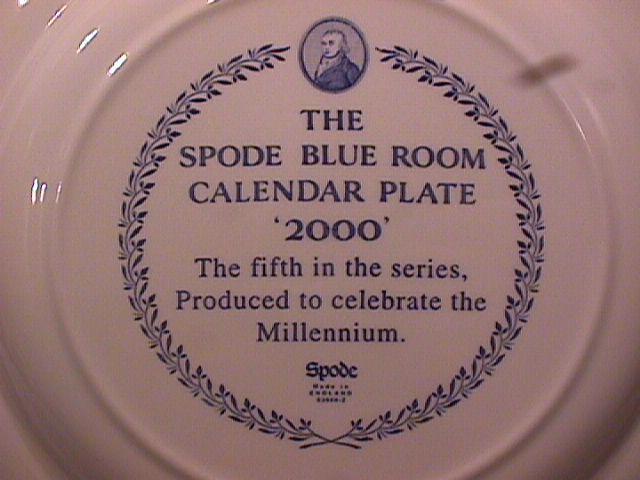 Spode, Blue Room Calendar Plate=2000