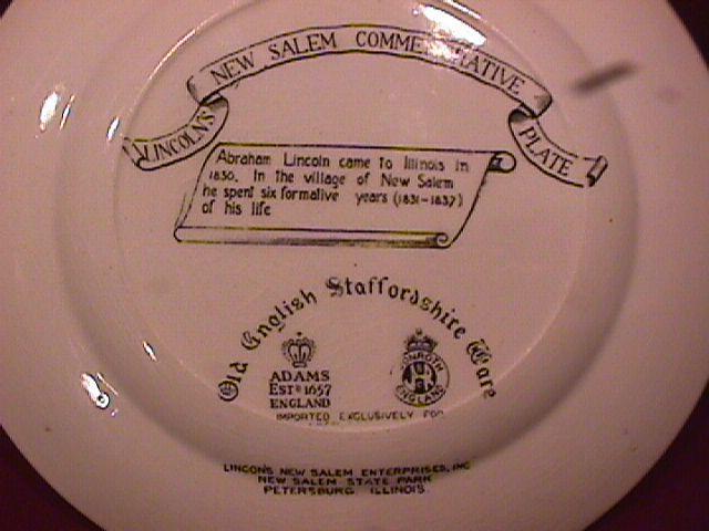 Adams (Lincoln New Salem Commemorative) Plate
