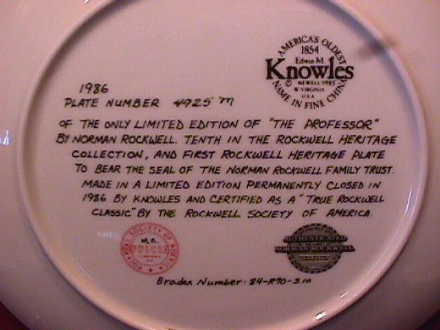 Knowles (The Professor) Limited Edition Rockwell Plate
