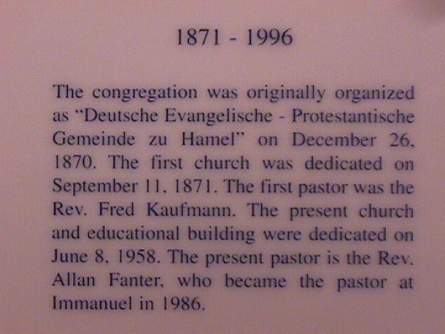 Hamel, Illinois (Immanual Church of Christ Anniversary) Display Plate