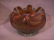 Northwoods Carnival Glass (Drapery) Rosebowl-Aqua-Opalescent