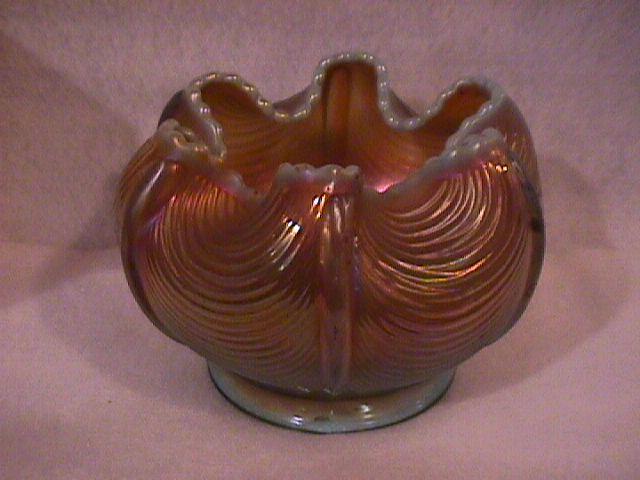 Northwoods Carnival Glass (Drapery) Rosebowl-Aqua-Opalescent